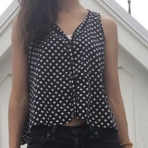 Soprano polka dot sleeveless button blouse l